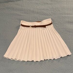 Zara Cream A-Line Skirt with Brown Belt